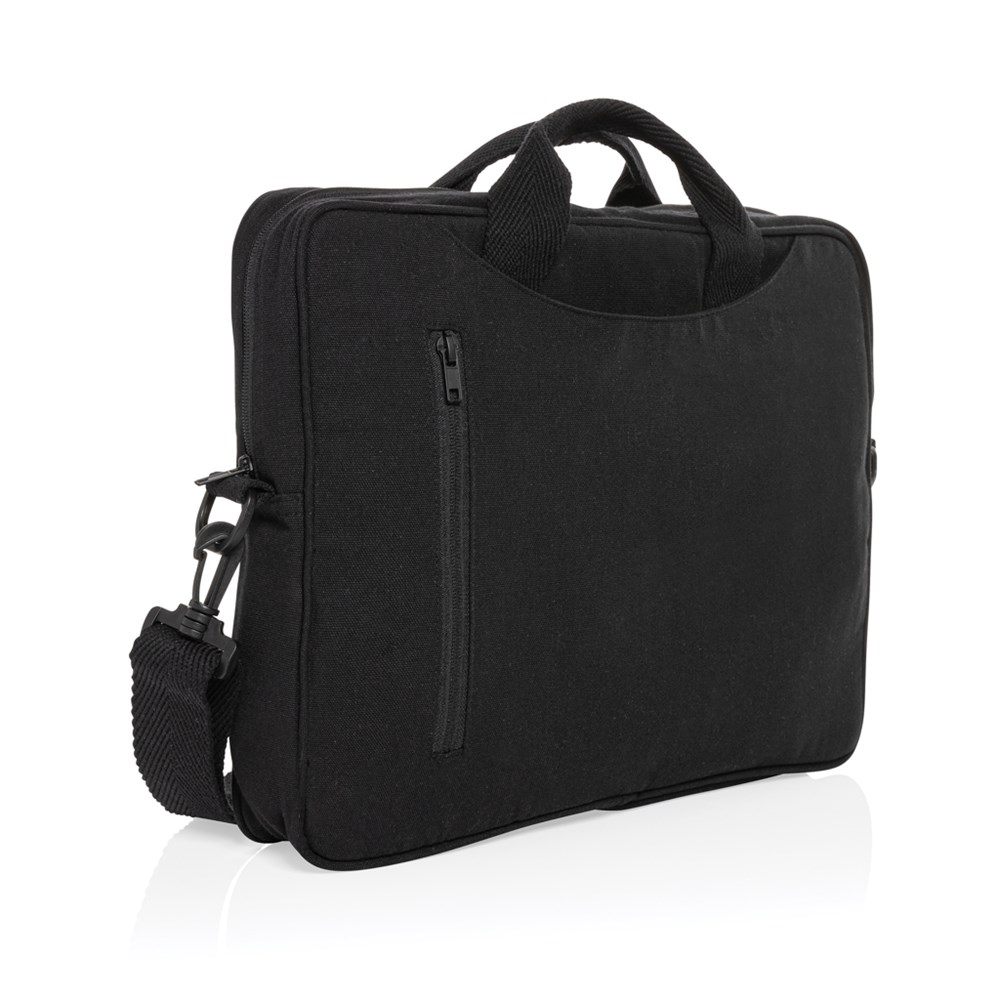 Laluka AWARE™ 15.4" Laptop-Tasche aus recycelter Baumwolle - schwarz (± PMS Black)