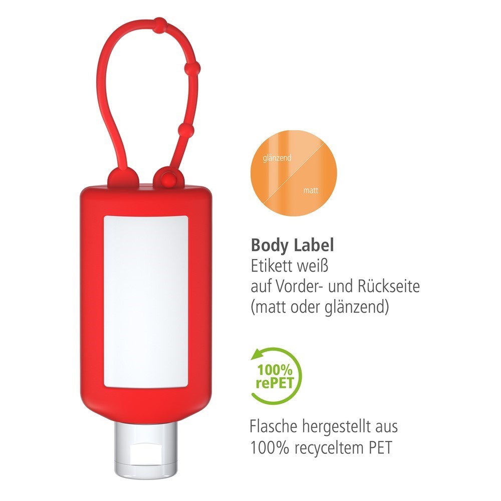 Sonnenmilch LSF 50 (sens.), 50 ml Bumper (rot), Body Label (R-PET)