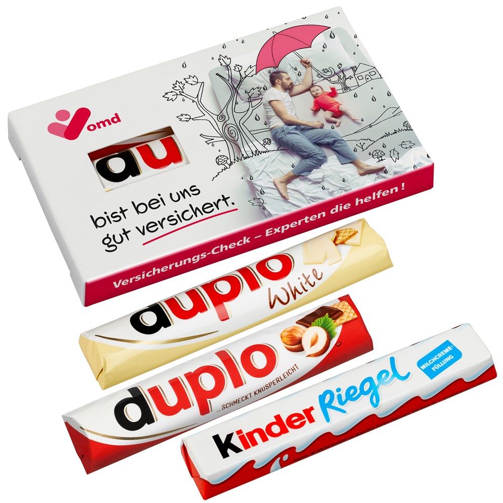 3 er Duplo-Pack (mit Sichtfenster mit 1 Duplo klassisch + 1 Duplo weiß + 1 Kinder Riegel)