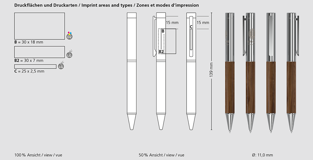 Klio-Eterna - Unique wood MMc - Twist action ballpoint pennutwood