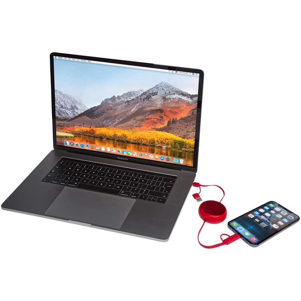 Alasia 100 cm 5-in-1 Kabel aus recyceltem Kunststoff und Aluminium, einziehbar, für Datenübertragung und mit 45W Schnellladun