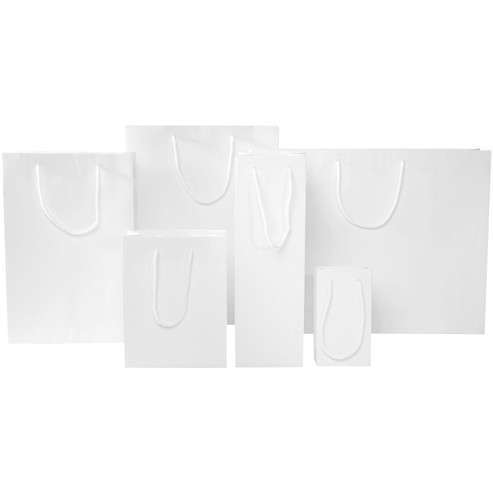 Handgefertigte 170 g/m² Integra-Papiertüte mit Kunststoff Kordelgriffen – 9,5 × 4 × 17 cm