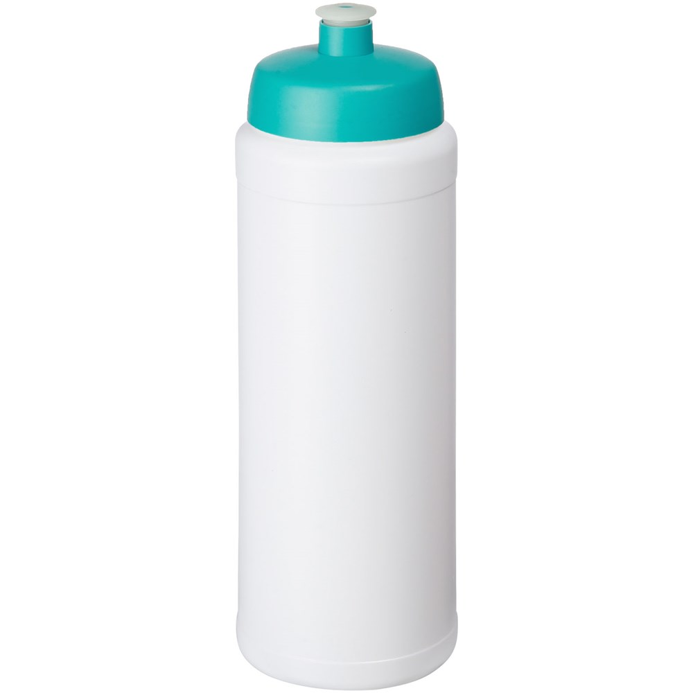 Baseline® Plus grip 750 ml Sportflasche mit Sportdeckel - weiss, aquablau
