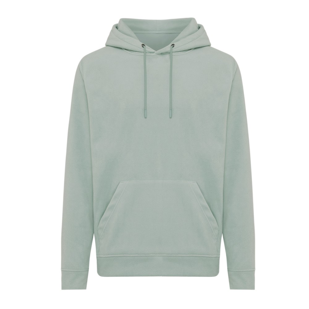 IQONIQ Trivor Mikrofleece-Kapuzen-Pulli aus recyc. Polyester - Iceberg green (± PMS 15-5205 TCX)