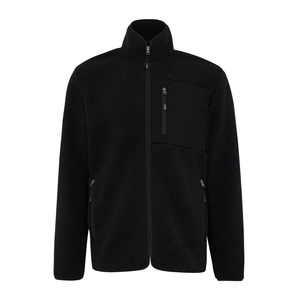 IQONIQ Diran Fleecejacke aus recyceltem Polyesterflor - schwarz (± PMS Black)