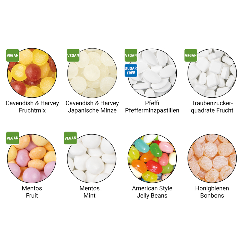 Quick Box, weiß, Mini Bonbons Fruchtmix