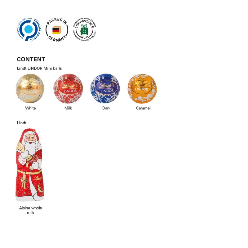 Advent calendar round, cardboard cover white, Lindt mixture