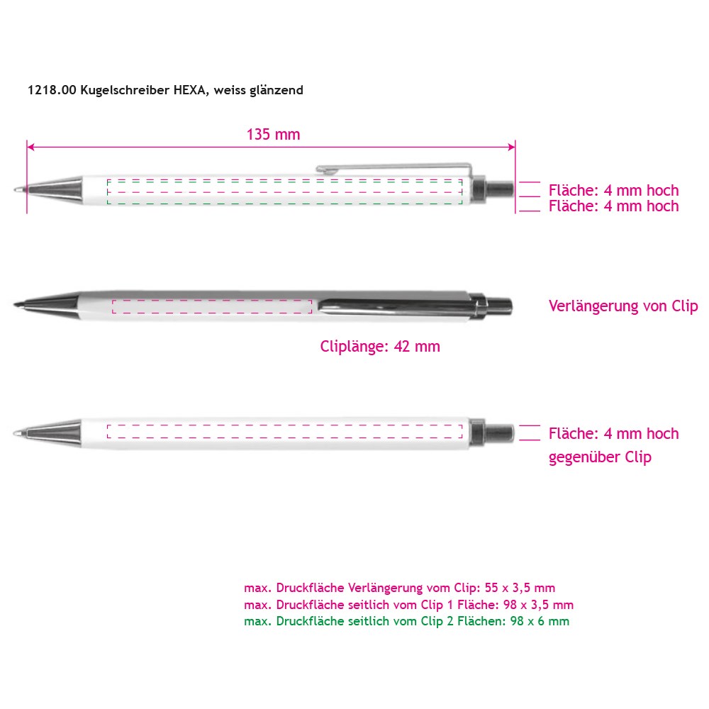 Kugelschreiber HEXA-MT silber matt - silber